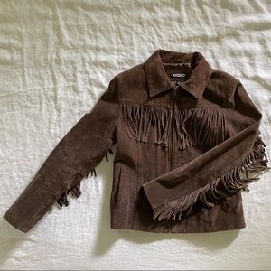Genuine Leather Suede Jacket with Fringe